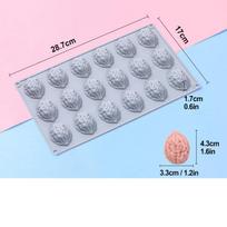 Karščiui atsparūs riešuto formos silikoniniai kepimo formelės 18 ertukių Naujos 3D riešuto formos sausainiams, saldainiams balta