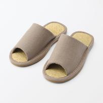 MUJI Igusa Open XL Light 76409823 Slippers, Front, (Sizes 26.5-28cm), Brown,