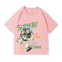 Disney Buzz Lightyear Animacinis T-shirt 100% Medvilnė Vasaros Vaikams Apvalus Kaklas T-shirt Berniukams Mergaitėms Madingi Patogūs Viršutiniai Drabužiai 110