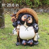 Shigaraki keramika Tanuki Japonijos meškėnas Statulėlė Keramika Laimės talismanas 25,6 colio