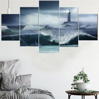 5 vnt. Sienos meno drobės tapyba Švyturys audroje Jūros peizažas Plakatas Namams Dekoruoti Paveikslai Modernus Svetainės Modulinis 20X35 20X45 20X55cm