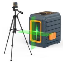 CIGMAN CM-G01T Green Cross Line Laser Level with 93cm Tripod Self-Leveling IP54 pilka spalva