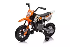 Vaikiškas elektrinis motociklas, 12V su muzika, nuimamais mokomaisiais ratais, 2,4-5 km/val., skirtas 3-6 metų vaikams