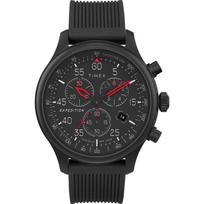 Timex Vyriškas Expedition Field 43mm Laikrodis - Rudas Dirželis Juodas Ciferblatas Gunmetal Korpusas Blackout/Raudonas Silikoninis Dirželis.