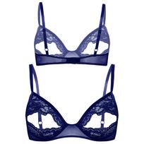 Moteriškos nėriniuotos liemenėlės Minkštas seksualus apatinis trikotažas su gėlėmis, reguliuojami petnešėliai, atviri speneliai suskaldyti bralette be laidų be pamušalo liemenėlės apkarpytos viršutinės dalies S juoda
