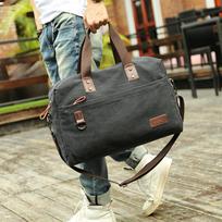 Men's Retro Canvas Shoulder Messenger Bag with Zipper 14-inch juoda