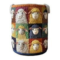 Audinio krepšys skalbiniams, gėlėtas, su rankenomis, Boho krepšys su skalbinių krepšiu skalbiniams, vaikų darželiui, miegamajam B