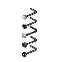 1 rinkinys nosies auskarų vėrimas iš nerūdijančio plieno nosies smeigių rinkinys širdies kūno papuošalai 5Pcs Silver Bend sidabras