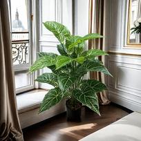Dirbtinis Alocasia Sarian Augalas - Realistiški Dirbtiniai Žali Augalai Vazonuose, Skirti Vidaus/Lauko, Svetainės & Biuro Dekoruoti, Nereikalaujantys Priežiūros S