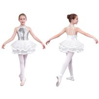 Gimnastikos suknelė mergaitėms Blizgančios blizgučiai Baleto šokio suknelės Tuščias nugaros dalis Sijoninė Balerinos kostiumas 9-10 Years