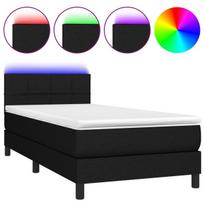 vidaXL Lova su spyruoklėmis/čiužiniu/LED, juoda, 100x200 cm, audinys