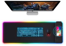 RGB žaidimų pelės kilimėlis su belaidžiu įkrovikliu, minkštas klaviatūros kilimėlis, 30x80cm , 10W