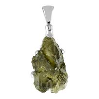Starborn Natural Carat Moldavite Sterling Silver Pendant 12-15 žalia