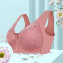 Besiūlė nėriniuota priekyje užsegama didelio dydžio liemenėlė - Seksualus dizainas be lankelių moterims M kava