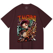 230 Gsm 100% Cotton Demon Slayer V86 Tanjiro Print Unisex Heavy Cotton T Shirt XS abrikosas