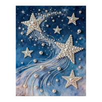 Faux Pearl Painting Kit with Canvas Fake Wooden Frame Pearl Beads Tools Adults Beginners Handmade without Frame