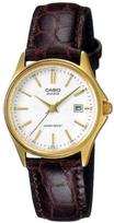 CASIO COLLECTION modelis Feminine DATE LEATHER - WHITE, GOLD INDEXES