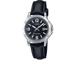 CASIO COLLECTION LADY DATE, LEATHER - BLACK LTP-V004L-1BUDF