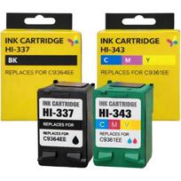 Pack of 3 compatible HP 337/343 cartridges – 2×337 Black + 1×343 Color for DeskJet/OfficeJet/PhotoSmart/PSC