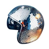 Disco Ball Helmet with Retractable Mirrored Disco Ball Helmet Mirror Glitter Ball Helmets Hat Club Bar Party for Costume Party