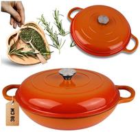 EMALIUOTAS PLOKŠČIAS KETAUS PUODAS 30cm 3L HAGE ORANGE