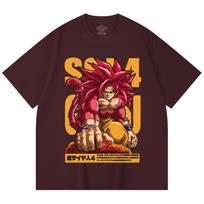 230 g/m² 100% medvilnės Dragon Ball V42 Goku SSJ4 spausdinimo unisex sunki medvilninė marškinėlių XS abrikosas