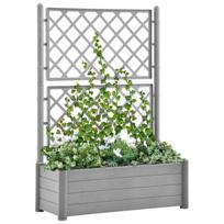 Sodo lovelis su treliažu, akmens pilkas, 100x43x142cm, PP, Pilka
