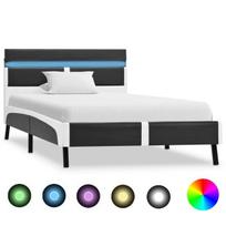 Lovos rėmas su LED juosta, 90x200 cm, dirbtinė oda, Pilka