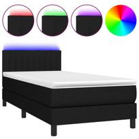 vidaXL Lova su spyruoklėmis/čiužiniu/LED, juoda, 100x200 cm, audinys