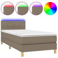 vidaXL Lova su spyruoklėmis/čiužiniu/LED, taupe, 90x200 cm, audinys