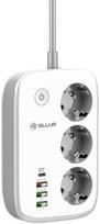 Tellur išmanioji WiFi maitinimo juosta – 3 lizdai & 4 USB jungtys, 2500W, 2m laidas