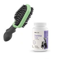 FURMINATOR Dvipusė šepetėlė šuniukams ir kačiukams +  Lab-v Derma Twist - odos, kailio ir barjerinio sluoksnio palaikymas šunims ir katėms 60 susukamų kapsulių