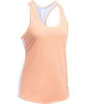 Moteriški bėgimo marškinėliai Under Armour Threadborne Run Mesh - True Gray Heather/Peach Orange/Reflective