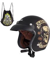 Moto šalmas W-TEC V541 Black Heart - Skull Horn, Matte Black