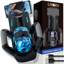Automatinis masturbatorius LIVMAN ELAMB-106 vyrams su 10 reguliuojamais stūmimo greičiais, 6 reguliuojamais gylio režimais ir telefono laikikliu, 1400mAh