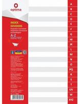 Skiriamieji lapai OPTIMA, A4, plastikiniai, A-Z, 110 mkr, pilkos sp.