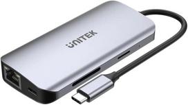 Unitek ACTIVE HUB USB-C 2X HDMI,SD,4K,RJ45,PD 100W