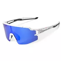 Rockbros Polarized Cycling Glasses with UV Protection and Corrective Insert, Blue Lenses - White