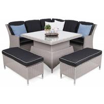 Lauko baldai TERMOLI WHITE/GREY su reguliuojamo aukščio stalu