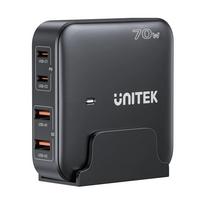 GaN tinklo įkroviklis - Unitek P1228ABK01-EU | 70W 2x USB-C 2x USB-A