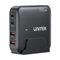 GaN tinklo įkroviklis - Unitek P1228ABK01-EU  70W 2x USB-C 2x USB-A