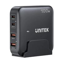 GaN tinklo įkroviklis - Unitek P1229ABK01-EU  100W 2x USB-C 2x USB-A
