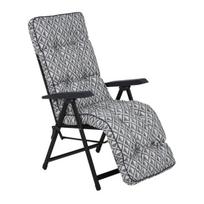 Sulankstoma sodo kėdė „Patio Lena Plus Black Edition“ su reguliuojama atlošo ir pakojo padėtimi, su pilka geometrine apdaila
