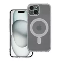 OEM Clear Mag phone case with MagSafe support for iPhone 15, transparent