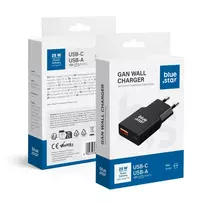 Blue Star Slim travel charger | 25W | PD, QC, GaN | USB-C, USB-A | black