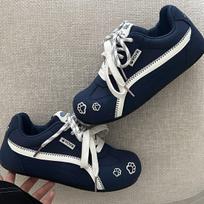 Dexun shoes women's shoes 2025 new autumn shoes retro casual versatile inner heightening thin baseplate shoes 35 mėlyna