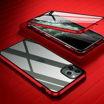Metalinis magnetinis dėklas, skirtas iPhone 16 Pro 15 14 Pro Max 13 12 Pro MAX 11 Pro SE 2020 X XR XS 8 7 Plus grūdinto stiklo magnetinio dėklo dangtelis iPhone 11 Pro juoda