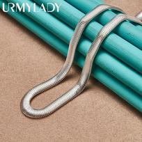 URMYLADY 925 Sterling Silver Flat Snake Chain 16-26 Inch Necklace For Women Jewelry 40cm