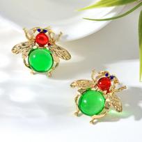 New product personality trend bee earrings spot wholesale exaggerated shiny opal earrings mėlyna