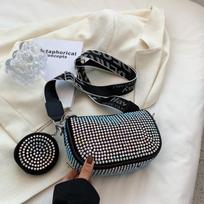 Maži Kalnų krištoliniai krepšiai Crossbody Krepšiai Hobo Moteriškos rankinės, Daugiafunkcis minkštas pečių krepšys su pinigine monetomis 2 vnt./komplektas juoda